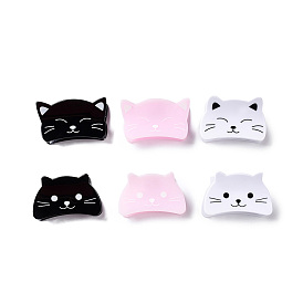 Cat Shape Acrylic Claw Hair Clips, with Iron Findings, Hair Accessories for Women Girls Thick Hair