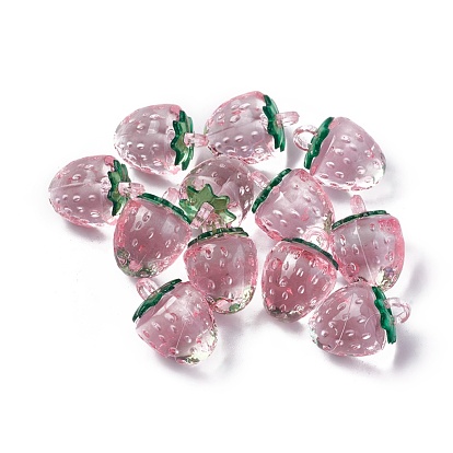 Pendentifs acryliques coréens transparents, fraise