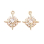Brass Micro Pave Clear Cubic Zirconia Charms, Cadmium Free & Lead Free, Star