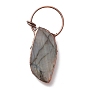 Natural Labradorite Big Pendants, with Red Copper Tone Tin Findings, Lead & Nickel & Cadmium Free, Nuggets