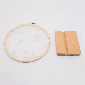 Lace Earring Displays, with  Wooden & Iron Findings, Flat Round