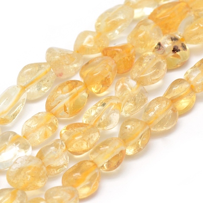 Natural Citrine Beads Strands, Tumbled Stone, Nuggets