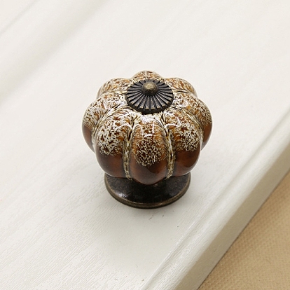 Porcelain Drawer Knob, with Alloy Findings and Screws, Cabinet Pulls Handles for Kitchen Cupboard Door and Bathroom Drawer Hardware, Pumpkin
