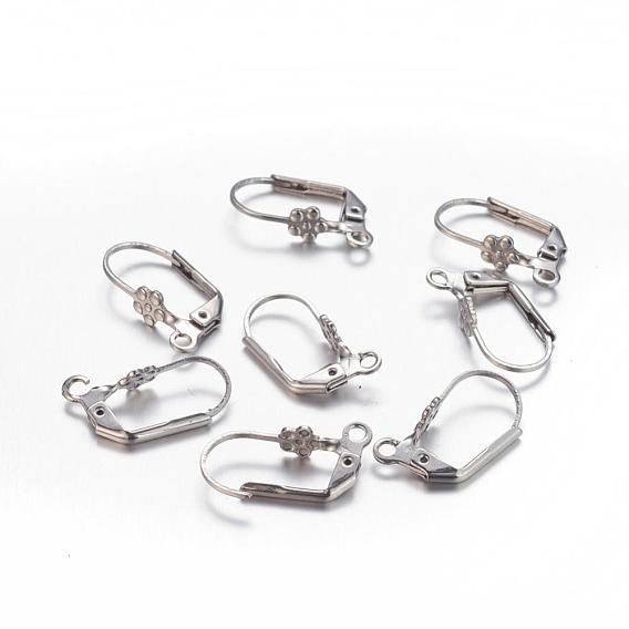 304 Stainless Steel Leverback Earring Findings, with Loop, 19x11mm, Hole: 2mm