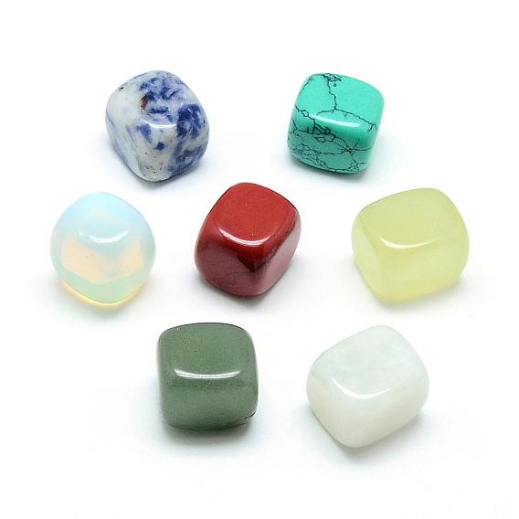 Perles de pierre mixtes naturelles et synthétiques, pas de trous / non percés, cube