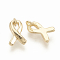 Brass Charms, Awareness Ribbon, Nickel Free, Real 18K Gold Plated