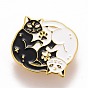 Double Cat and Great Harmony Enamel Pin, Animal Alloy Badge for Backpack Clothes, Golden
