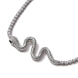 Collar con colgante de serpiente de zirconia cúbica con cadenas de copa, joyas de latón para mujer