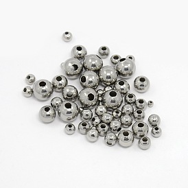 304 cale en inox perles rondes, 2~10mm, Trou: 1~3mm