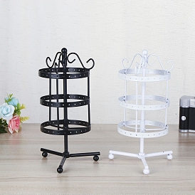 4-Tier Rotatable Iron Earring Display Stands, Jewelry Tower Organizer Holder for Earrings Storage, Round
