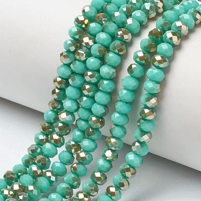 Galvanoplastie opaques couleur unie perles de verre brins, demi-plaqué, arc-en-ciel plaqué, facette, rondelle