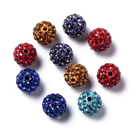 Perles de boule pave disco , Perles de strass d'argile polymère , Grade a, ronde