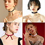 SUNNYCLUE DIY Collarbone Chain Necklace Making, with 3/8 inch  Single Face Velvet Ribbon, Lace Trim Nylon String Threads and Iron Ribbon Ends