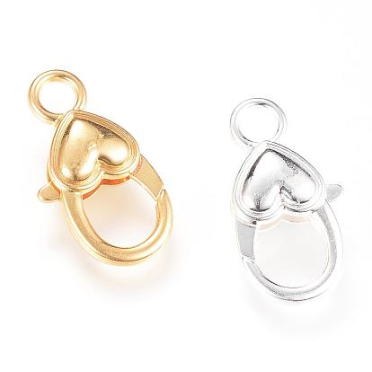 Alloy Lobster Claw Clasps, Heart