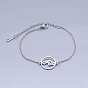 201 Stainless Steel Link Bracelets, with Lobster Claw Clasps, Flat Round with Treble Clef