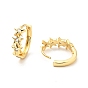 Clear Cubic Zirconia Stars Hoop Earrings, Brass Jewelry for Women, Cadmium Free & Nickel Free & Lead Free