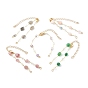 Fabrication de bracelets de perles de pierres précieuses naturelles pépites, avec des chaînes en laiton et des pinces à homard en acier inoxydable 304, or