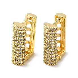 Rectangle Shape Rack Plating Brass Micro Pave Cubic Zirconia Hoop Earrings, Cadmium Free & Lead Free, Long-Lasting Plated