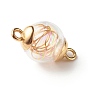 Connecteurs de liens de perles de verre soufflé à la main, avec capuchon en plastique et fil de cuivre à l'intérieur, ronde
