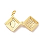 Eco-Friendly Rack Plating Brass Micro Pave Clear Cubic Zirconia Locket Pendants, Long-Lasting Plated, Lead Free & Cadmium Free, Rhombus with Saint