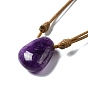 Triangle Gemstone Pendant Necklaces for Men Women, with Adjustable Wax Cord