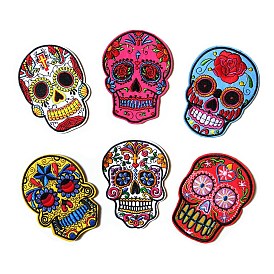 Sugar Skull Appliques for Cinco de Mayo, Computerized Embroidery Cloth Iron On/Sew On Patches, Costume Accessories