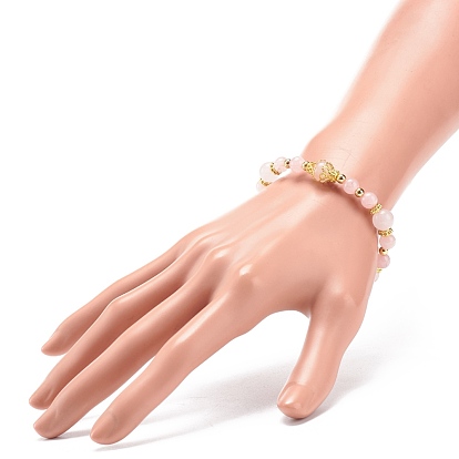 Natural Rose Quartz Beaded Stretch Bracelet, Gemstone Jewelry for Women