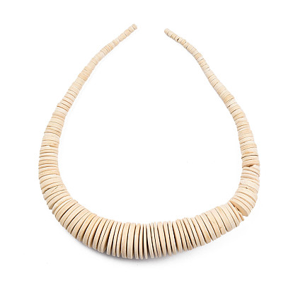 Coconut Beads Strands, Natural, Flat Round