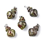 Gemstone Pendants, Pointed Bottle Charms, with Platinum Plated Iron Snap on Bails