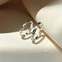 925 anillo abierto grabado con código morse de plata esterlina para mujer