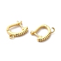 Brass Micro Pave Clear Cubic Zirconia Hoop Earring Findings, Latch Back with Horizontal Loops