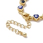 Браслет-цепочка с эмалевым звеном и кубическим цирконием, золотые латунные украшения для женщин