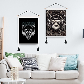 Polyester Wolf Pattern Wall Hanging Tapestry, for Bedroom Living Room Decoration, Rectangle
