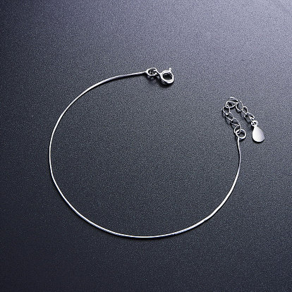 Pulsera de plata esterlina 925 simple y elegante shegrace, pulsera de cadena de la serpiente, 160x0.8 mm