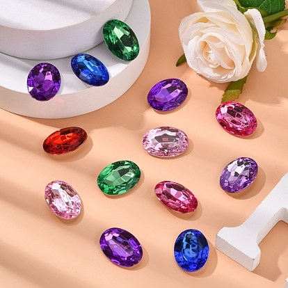 Faux diamant acrylique de taiwan cabochons dos et facettes, ovale