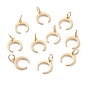 Brass Charms, with Jump Rings, Long-Lasting Plated, Half Round