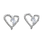 Clear Cubic Zirconia Heart Stud Earrings, Brass Jewelry for Women, Cadmium Free & Nickel Free & Lead Free