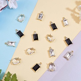 6 Pieces Alloy Rhinestone Charm Pendant Oval Rectangle Water Drill Charm for Jewelry Necklace Earring Making Crafts