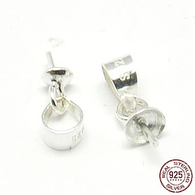 925 Sterling Silver Pendant Bails, for Half Drilled Beads