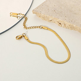 Stainless Steel Gold 3mm Blade Chain Snake Chain Bracelet - European and American Style