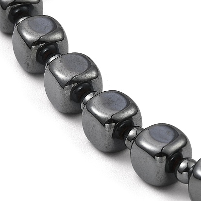Bracelets de perles d'hématite synthétiques non magnétiques, cube