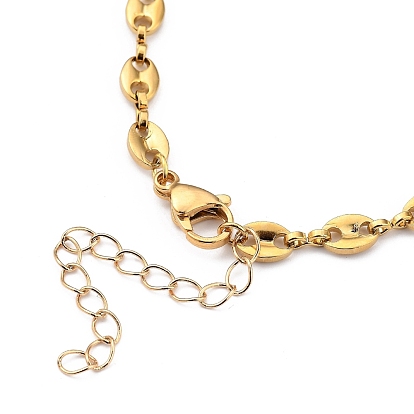 304 Stainless Steel Coffee Bean Chain Necklaces, with Lobster Claw Clasps
