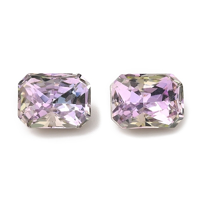 K 5 cabujones de diamantes de imitación de cristal, puntiagudo espalda y dorso plateado, facetados, Rectángulo