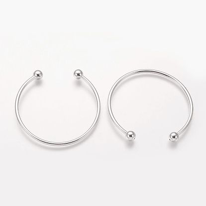 Laiton couple de bracelets de, fin avec des perles rondes amovibles, bracelets de manchette