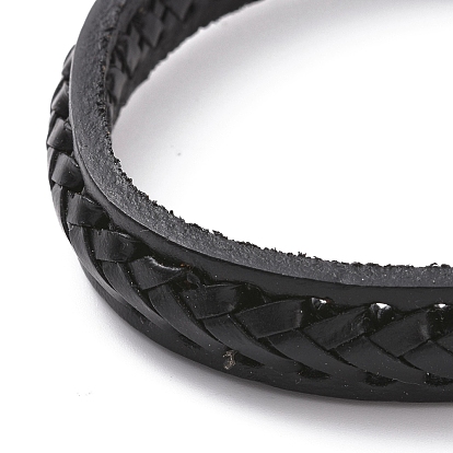 Браслет из плетеного шнура из черной кожи с 304 магнитными застежками из нержавеющей стали, плоский браслет в стиле панк для мужчин и женщин