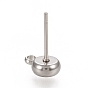 Ion Plating(IP) 304 Stainless Steel Stud Earring Settings, with Loop, Flat Round