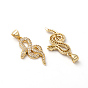 Brass Micro Pave Clear Cubic Zirconia Pendants, Snake