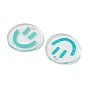 Transparent Printed Acrylic Pendants, Flat Round with Smiling Face Charm