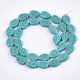 Perles synthétiques turquoise brins, teint, feuille