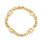 Pulsera de cadena de eslabones rectangulares de vidrio con cadenas de pantera, joyas de latón chapado en oro real 18k para mujer, sin plomo y cadmio